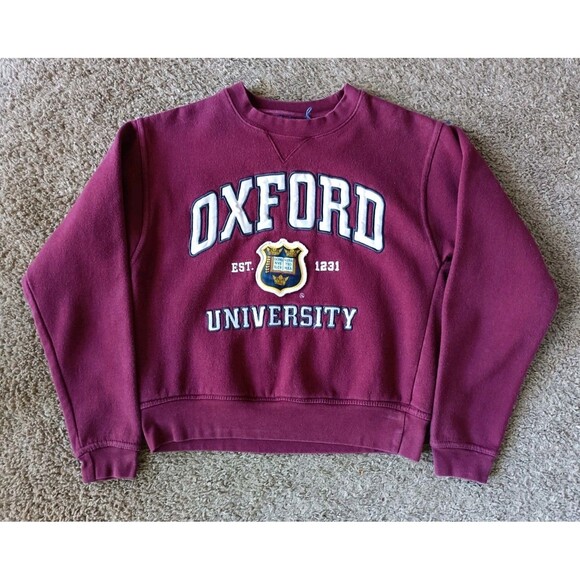 Vintage Oxford University Sweatshirt Kids Medium Burgundy Embroidered - Picture 1 of 5